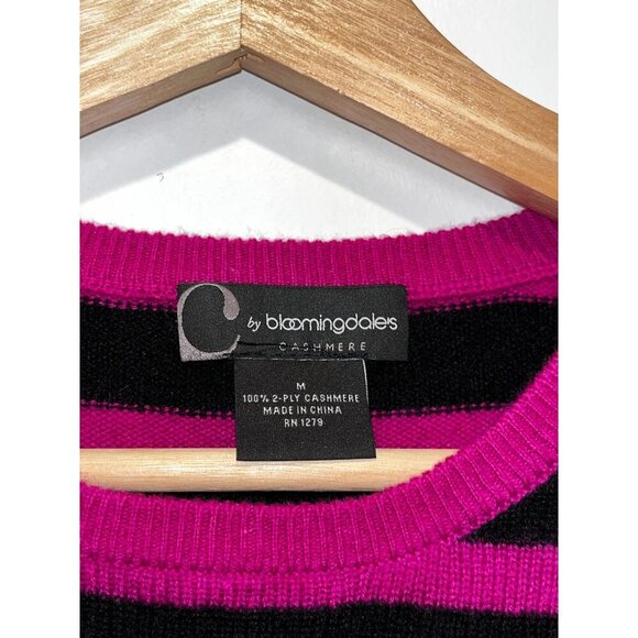 C by Bloomingdale's Cashmere Striped 3/4 Sleeve Pullover Women's Sweater  Medum - Picture 4 of 9